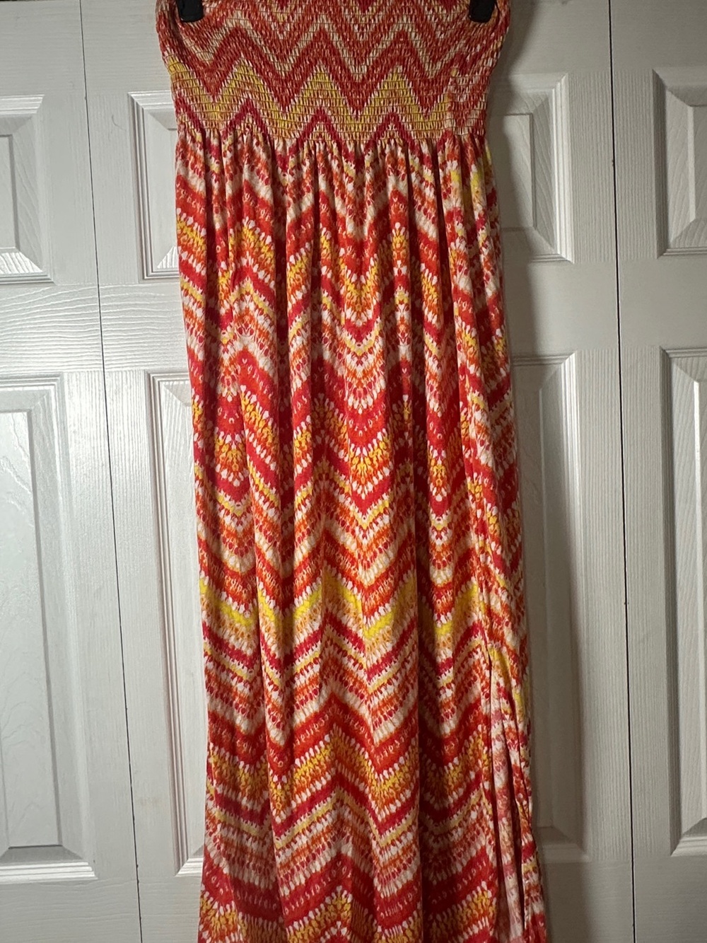 Faded Glory Chevron Maxi Skirt in Red, Yellow, and Cream